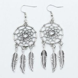 Bohemian Silver Dreamcatcher Fashion Earrings